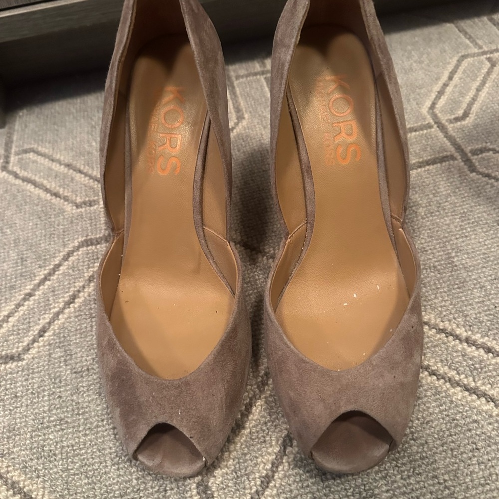 Michael Kors Tan Wedge Peep Toe Shoes